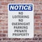 Signmission No Loitering No Overnight Parking OSHA Notice Sign, Plastic, 7in W x 10in L, 2PK OS-2PACK-NS-P-710-V-14695 - alternate 4